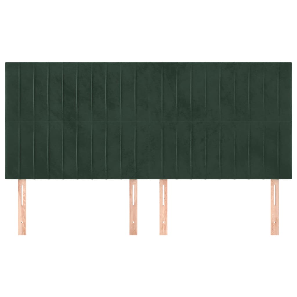 vidaXL Hoofdborden 4 st 90x5x78/88 cm fluweel donkergroen afbeelding