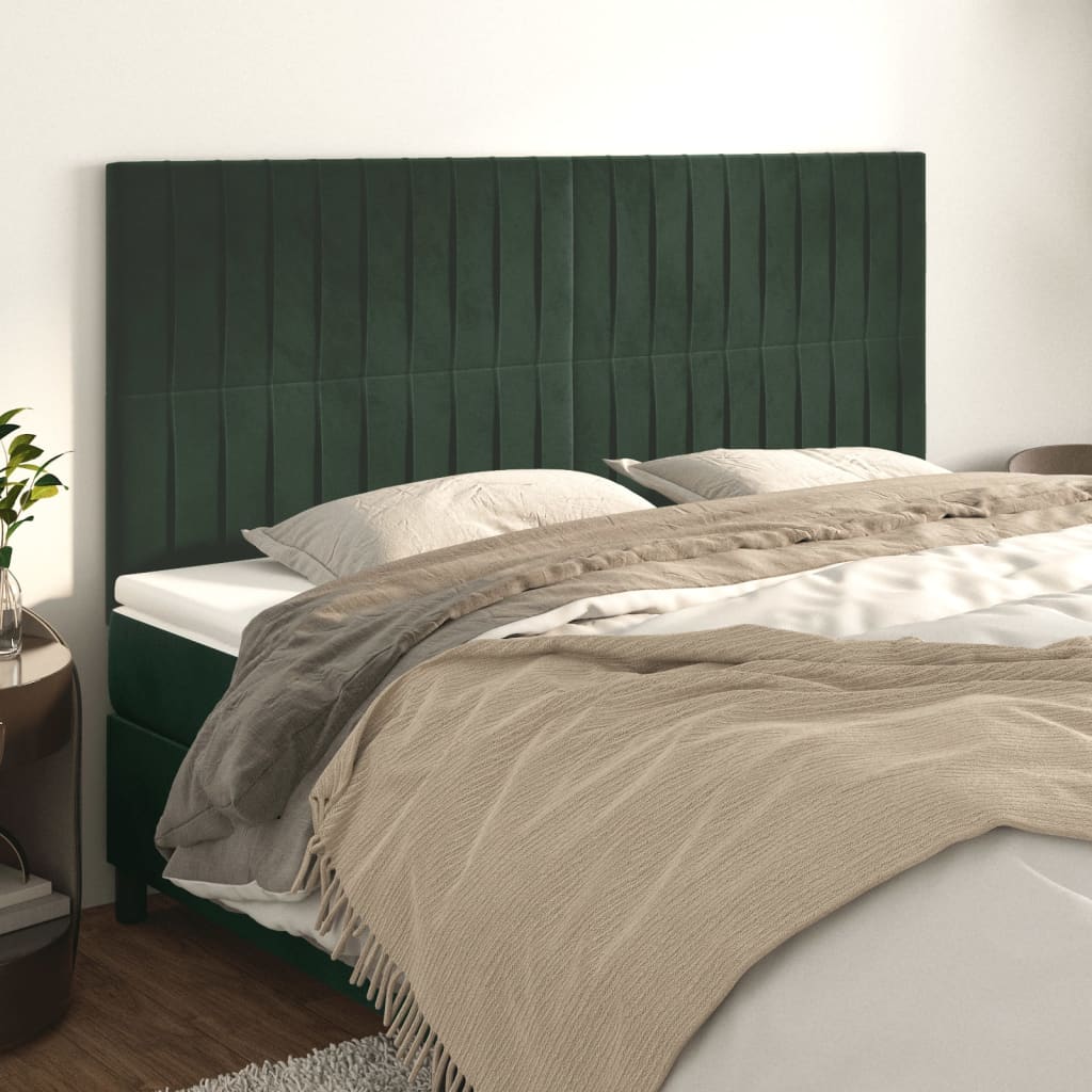 Čelo postele 4 ks tmavě zelené 90x5x78/88 cm samet