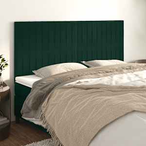 Vzglavje postelje temno zeleno 180x5x118/128 cm žametno