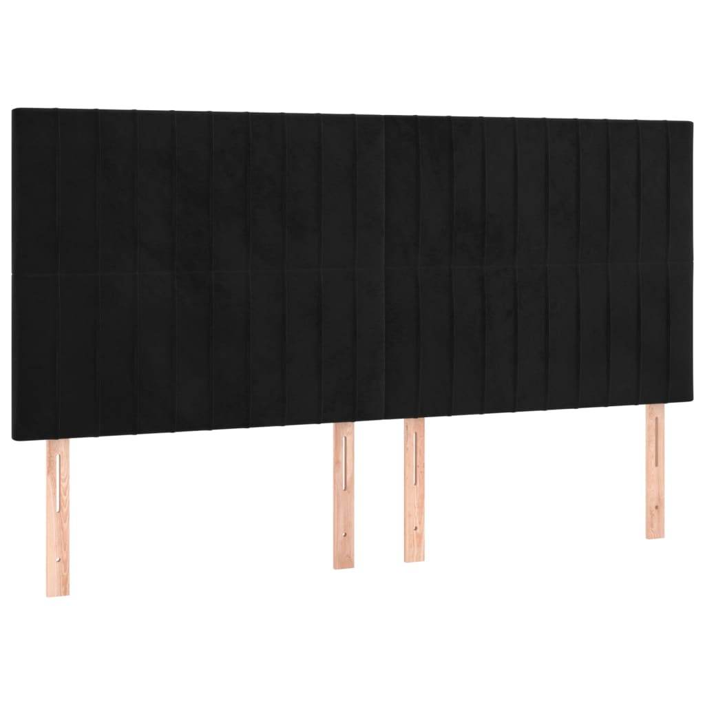 vidaXL ÄŚelo postele 4 ks ÄŤernĂ© 100x5x78/88 cm samet