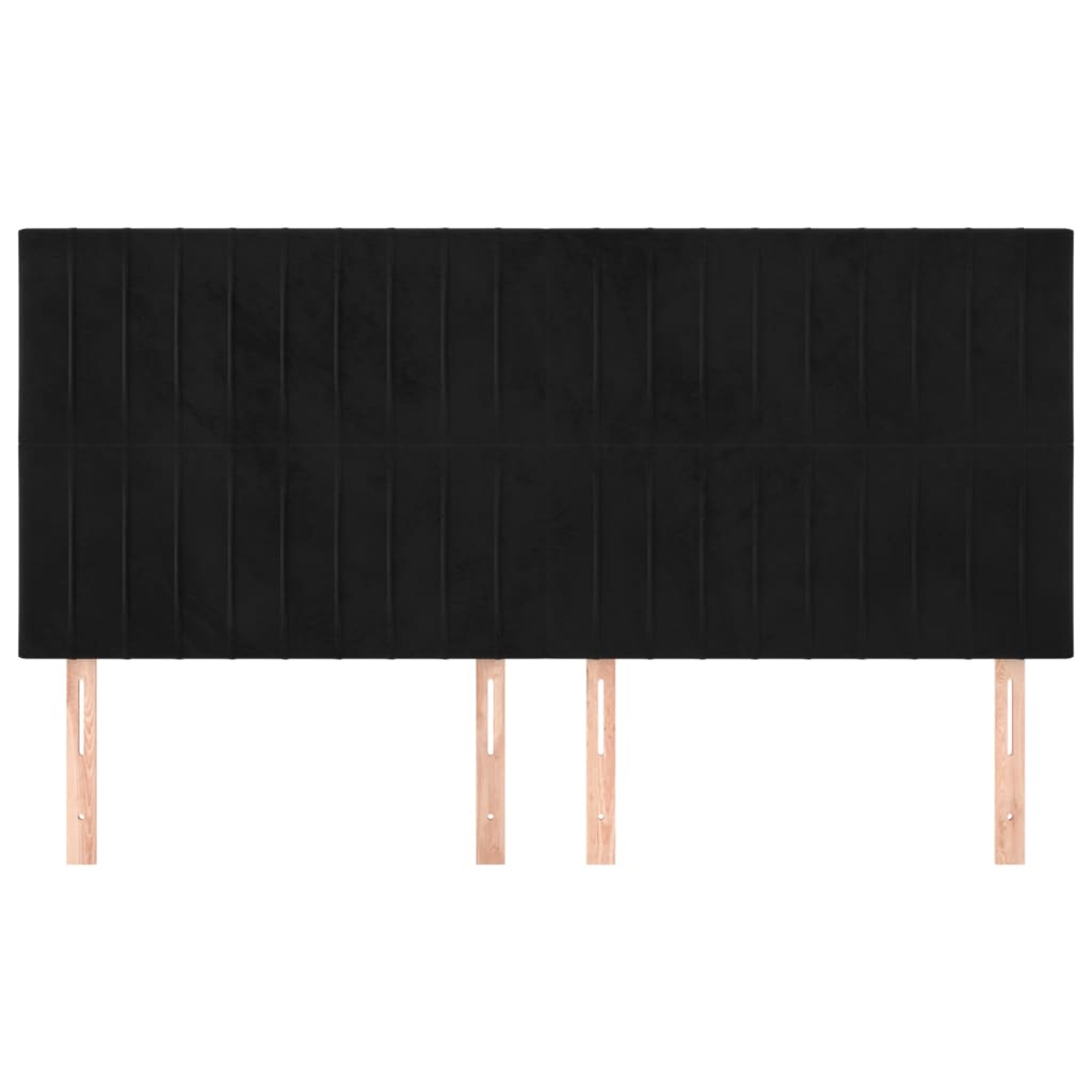 vidaXL Hoofdborden 4 st 100x5x78/88 cm fluweel zwart afbeelding