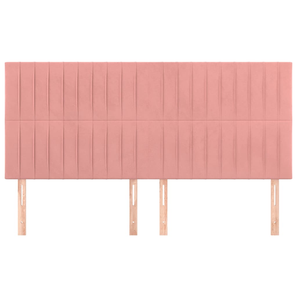 vidaXL Hoofdbord roze 200x5x118/128 cm fluweel, foto 2