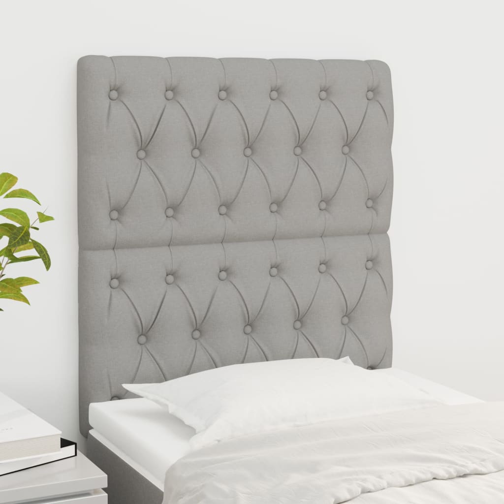 vidaXL Tăblii de pat, 2 buc, gri deschis, 80x7x78/88 cm, textil