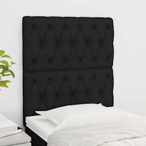 Čelo postele 2 ks černé 80 x 7 x 78/88 cm textil - obrázek 1