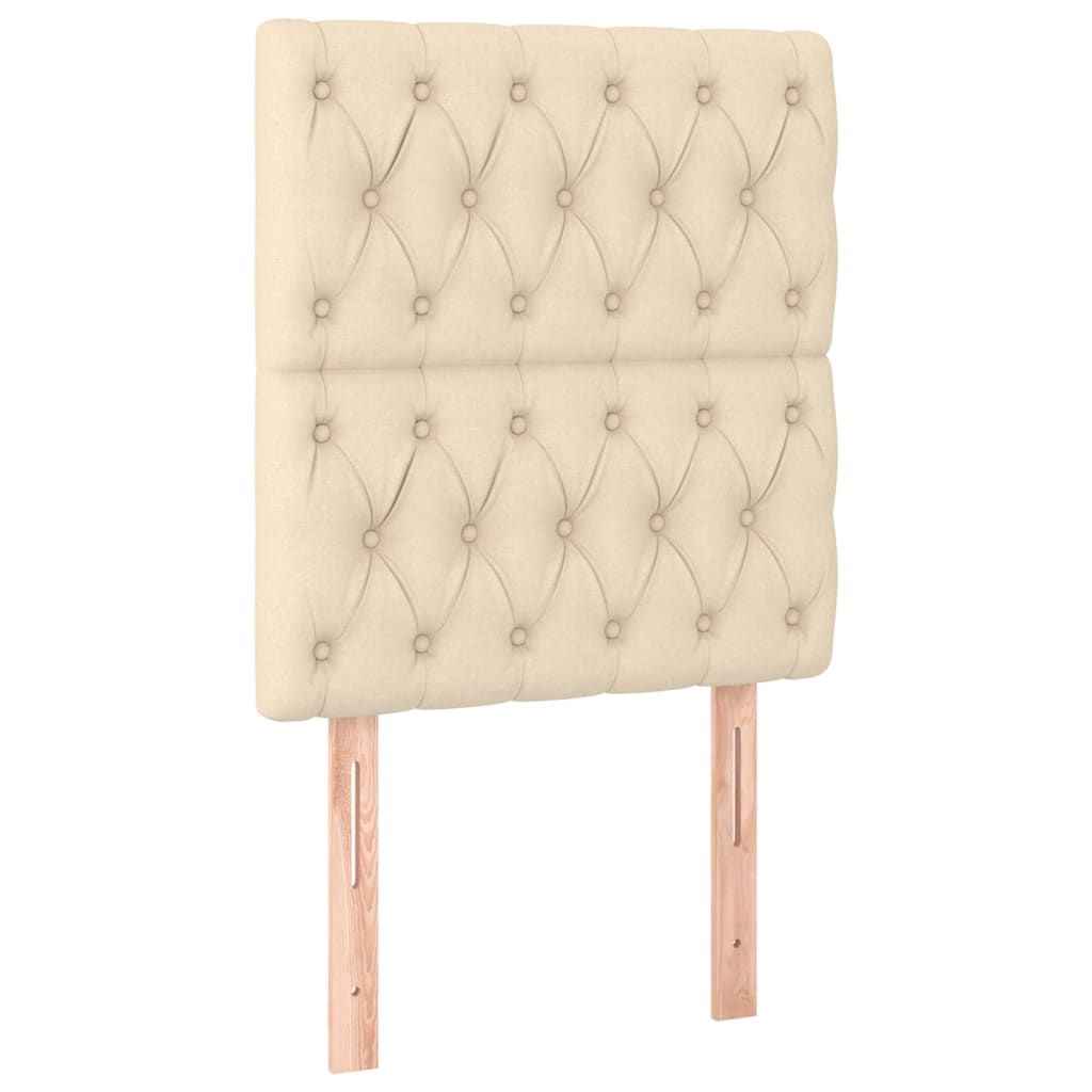 vidaXL Čelo postele krémové 80x7x118/128 cm látkové