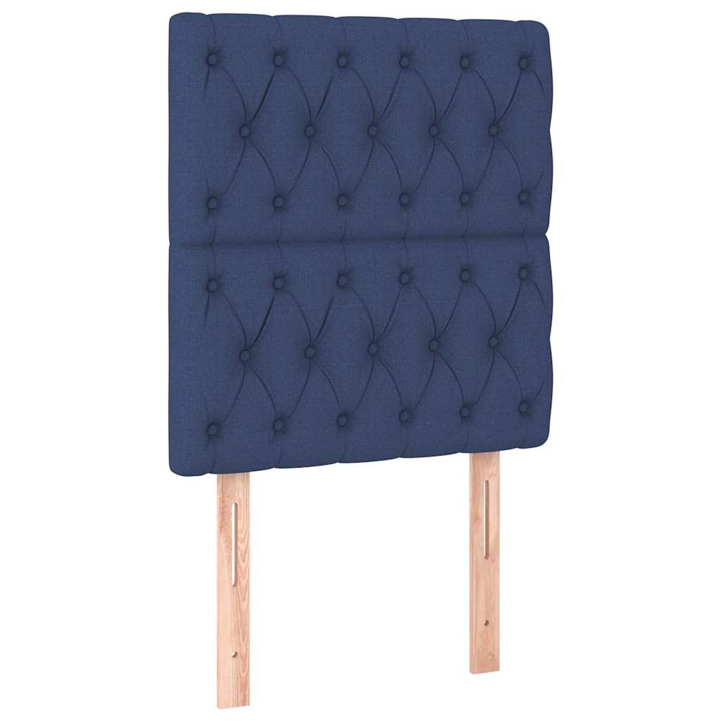 vidaXL Tăblie de pat albastră 80x7x118/128 cm, material textil