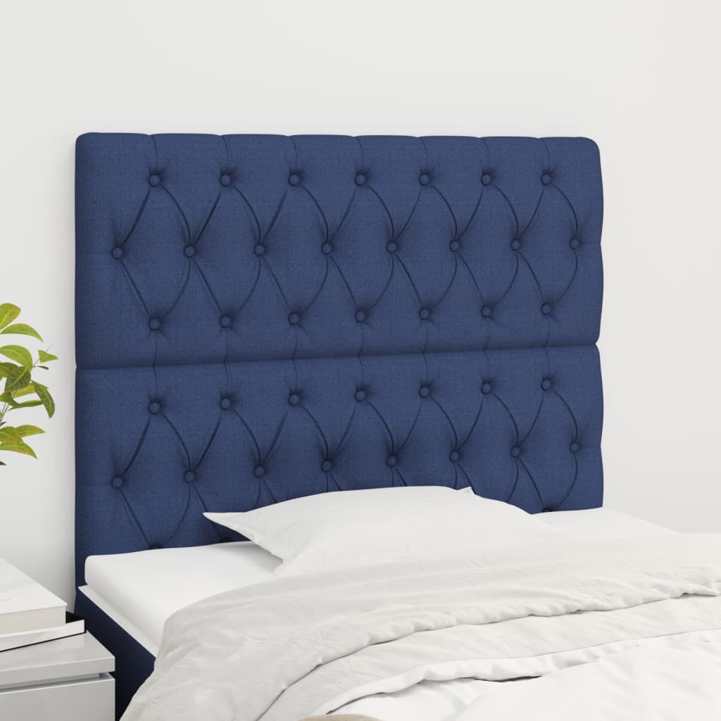 Čelo postele 2 ks modré 100x7x78/88 cm textil