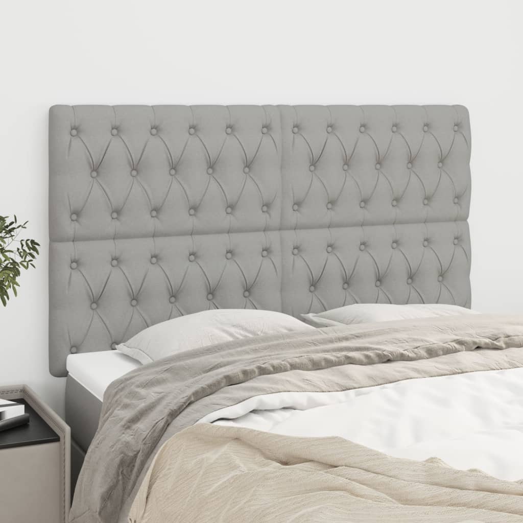 vidaXL Kopfteile 4 Stk. Hellgrau 72x7x78/88 cm Stoff
