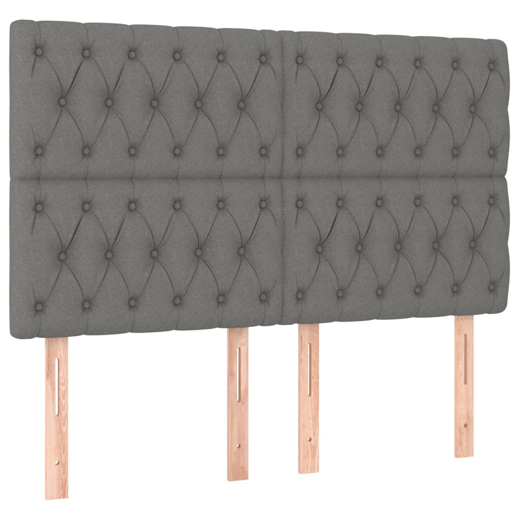 E-shop vidaXL Čelo postele tmavosivé 144x7x118/128 cm látkové