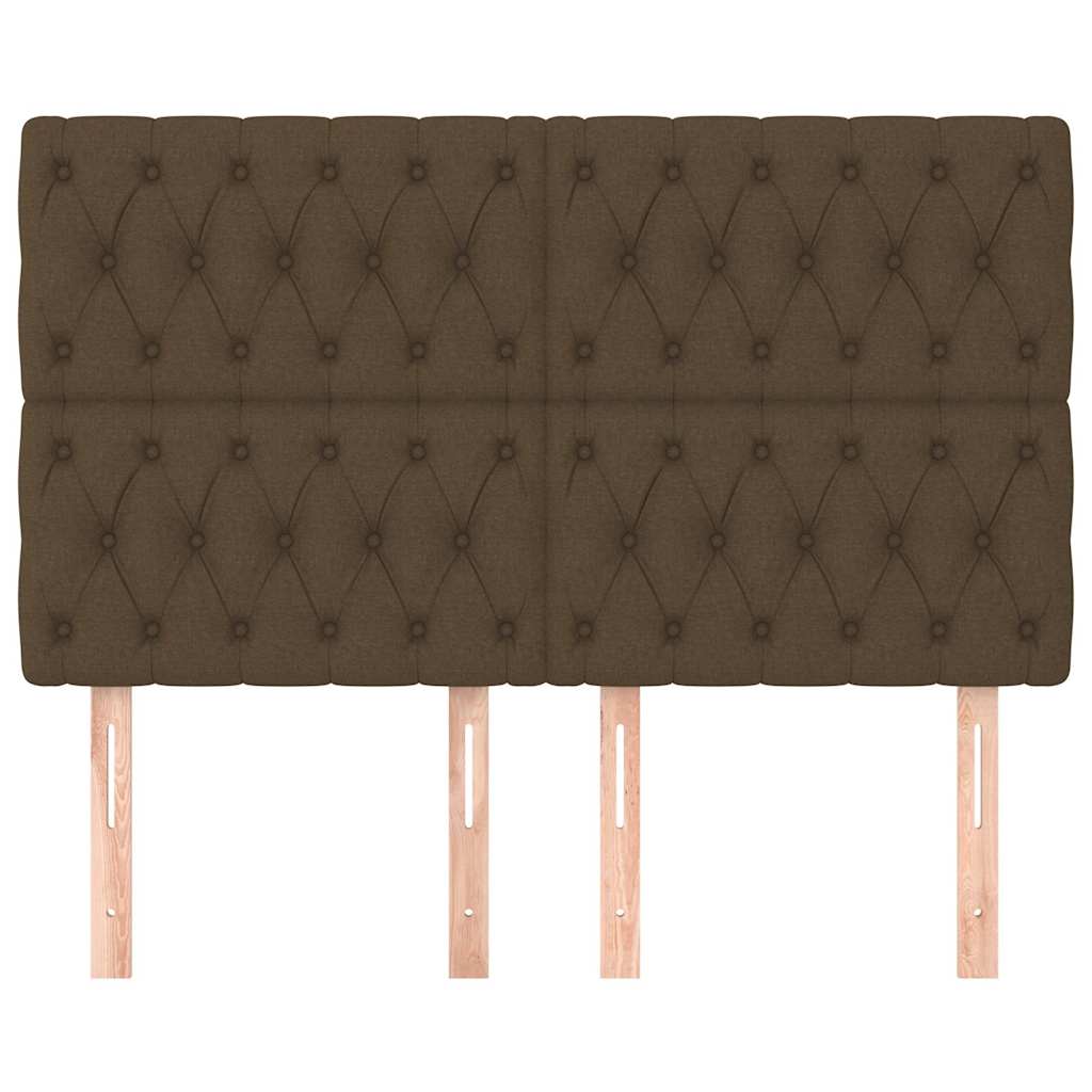vidaXL Hoofdbord donkerbruin 144x7x118/128 cm stof bruin, foto 2