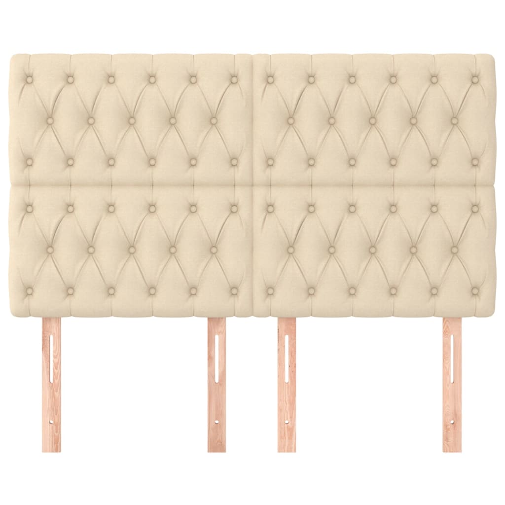 vidaXL Hoofdborden 4 st 72x7x78/88 cm stof crèmekleurig afbeelding