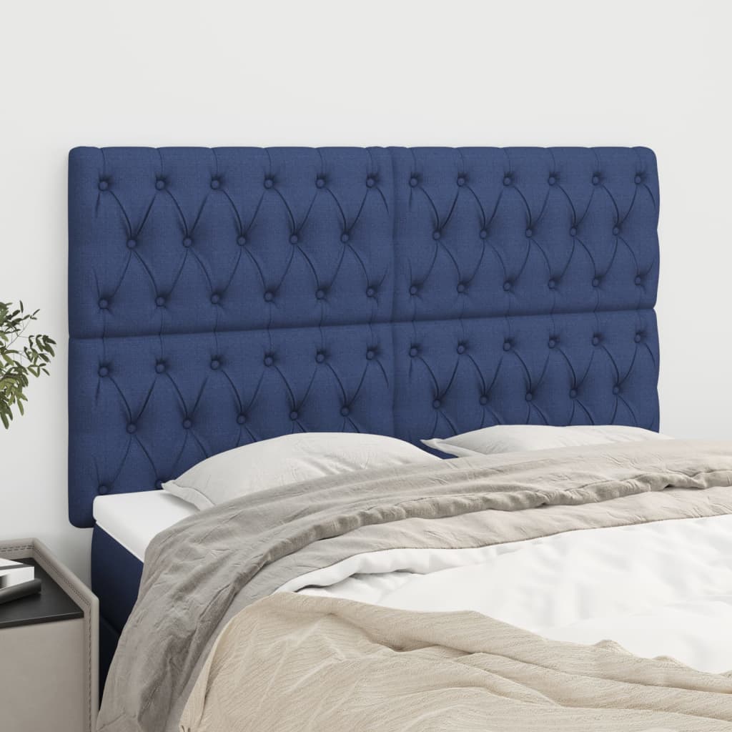 Čela postele 4 ks modrá 72x7x78/88 cm textil