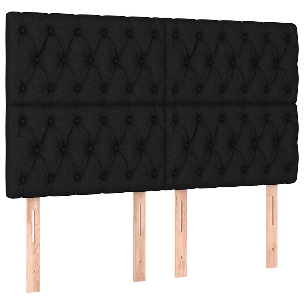 vidaXL Tăblie de pat neagră 160x7x118/128 cm, material textil