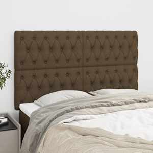 Vzglavje postelje temno rjavo 160x7x118/128 cm blago