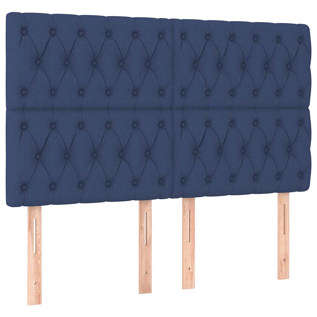 vidaXL Hoofdbord blauw 160x7x118/128 cm stof, foto 3