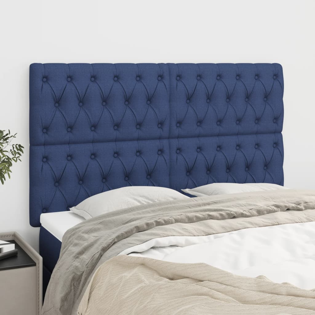 Čelo postele 4 ks modré 80 x 7 x 78/88 cm textil