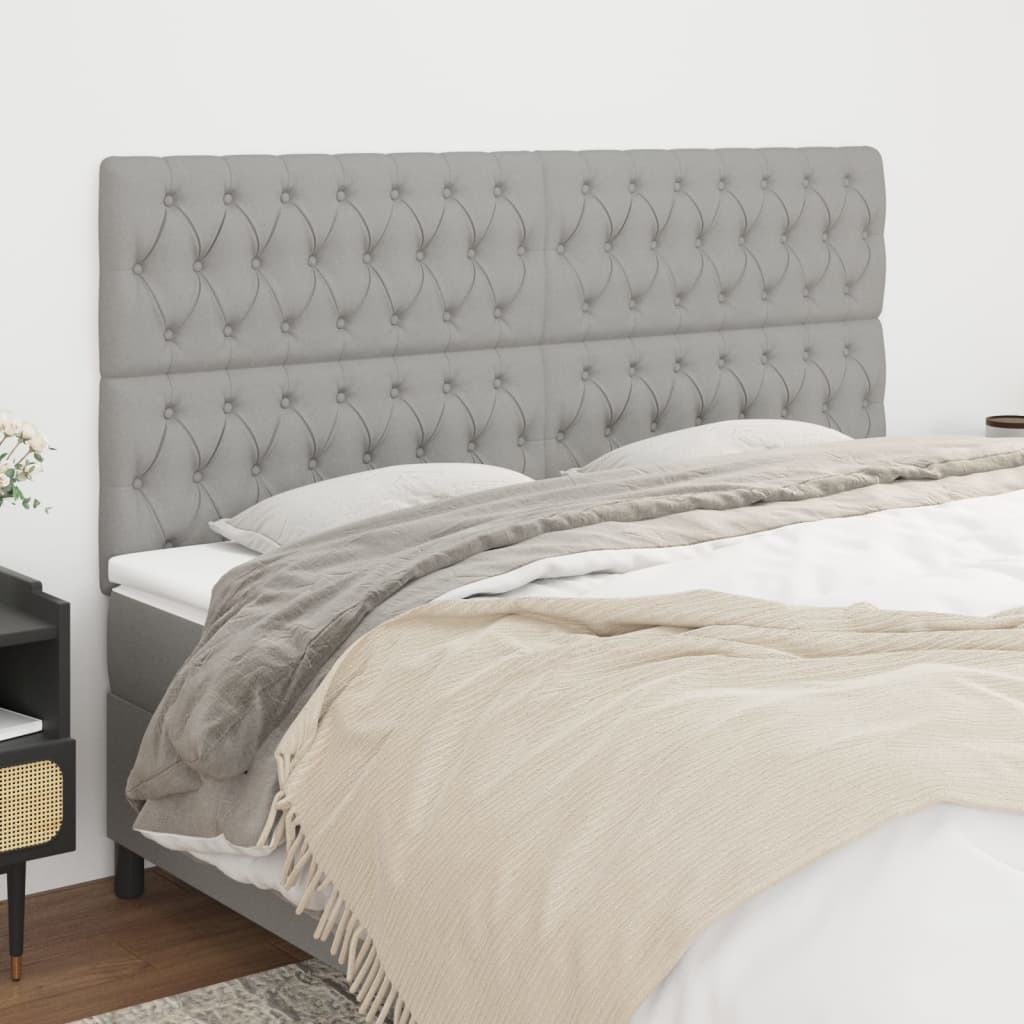 vidaXL Tăblii de pat, 4 buc, gri deschis, 90x7x78/88 cm, textil