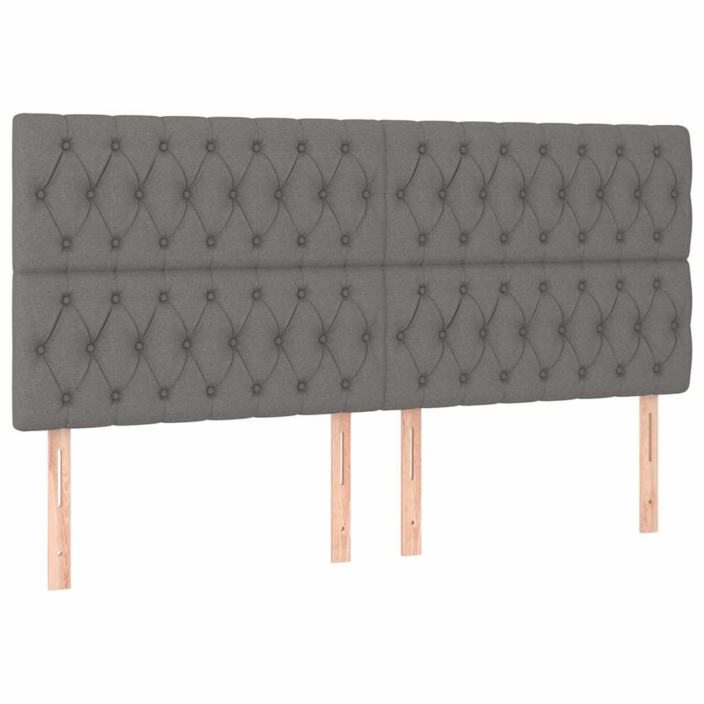 vidaXL Hoofdbord donkergrijs 180x7x118/128 cm Stof grijs, foto 3