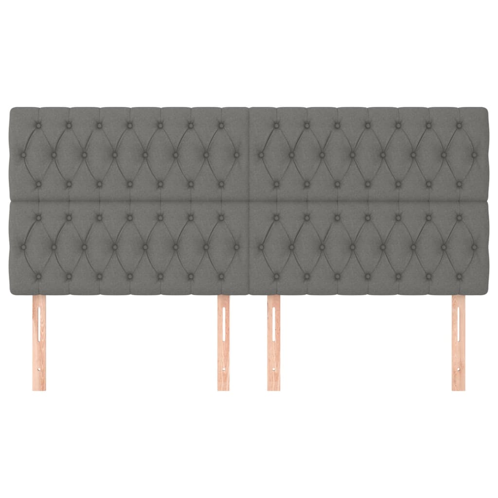 vidaXL Hoofdborden 4 st 90x7x78/88 cm stof donkergrijs afbeelding