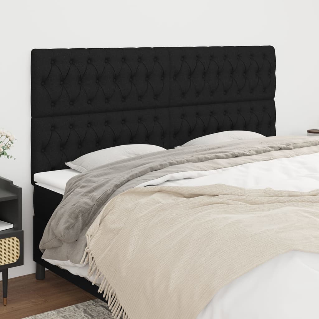 vidaXL Tăblii de pat, 4 buc, negru, 90x7x78/88 cm, textil