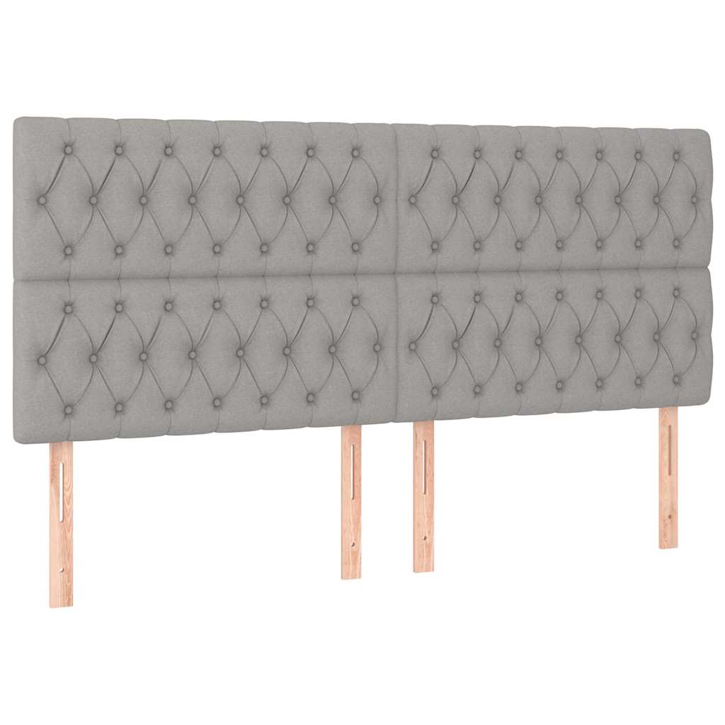 vidaXL Čelo postele světle šedé 200 x 7 x 118/128 cm látkové