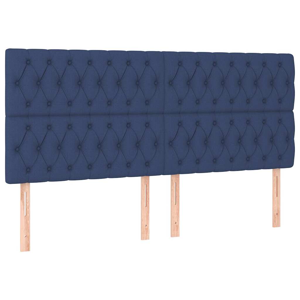 vidaXL Tăblie de pat albastră 200x7x118/128 cm, material textil