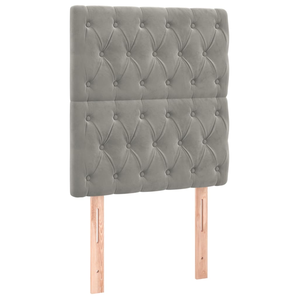 vidaXL Čelo postele světle šedé 80x7x118/128 cm sametové