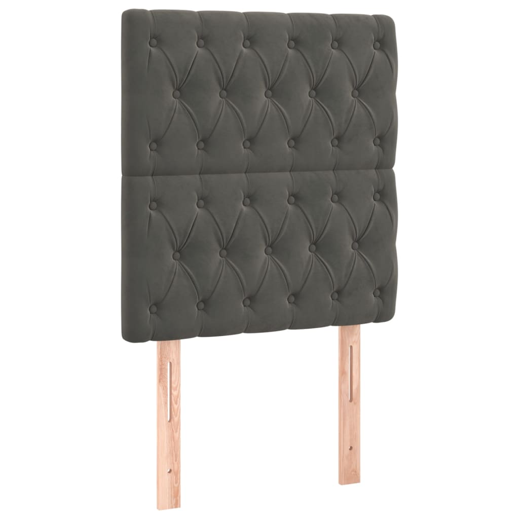 vidaXL Čelo postele 2 ks tmavě šed 80x7x78/88 cm samet