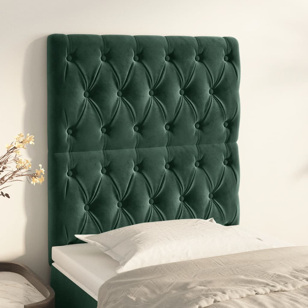 vidaXL Tăblii de pat, 2 buc, verde închis, 80x7x78/88 cm, catifea
