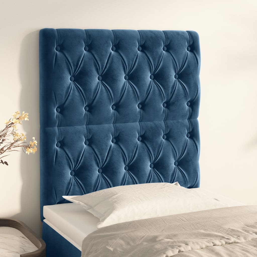 vidaXL Tăblii de pat, 2 buc, albastru închis, 80x7x78/88 cm, catifea