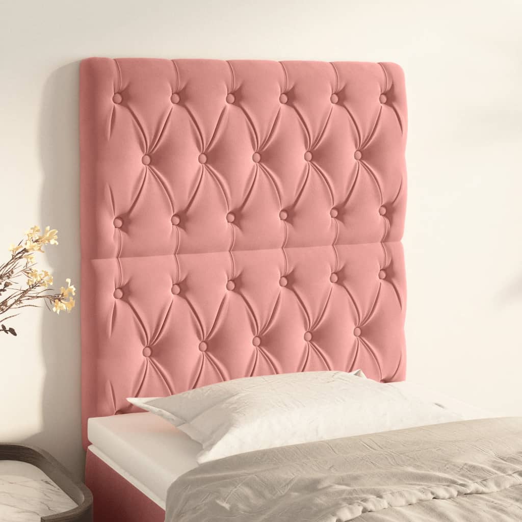vidaXL Tăblii de pat, 2 buc, roz, 80x7x78/88 cm, catifea