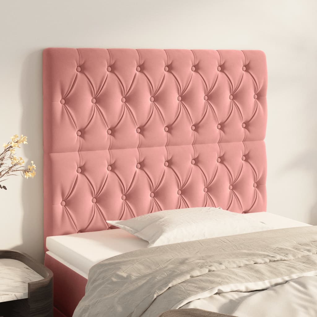 vidaXL Tăblii de pat, 2 buc, roz, 90x7x78/88 cm, catifea