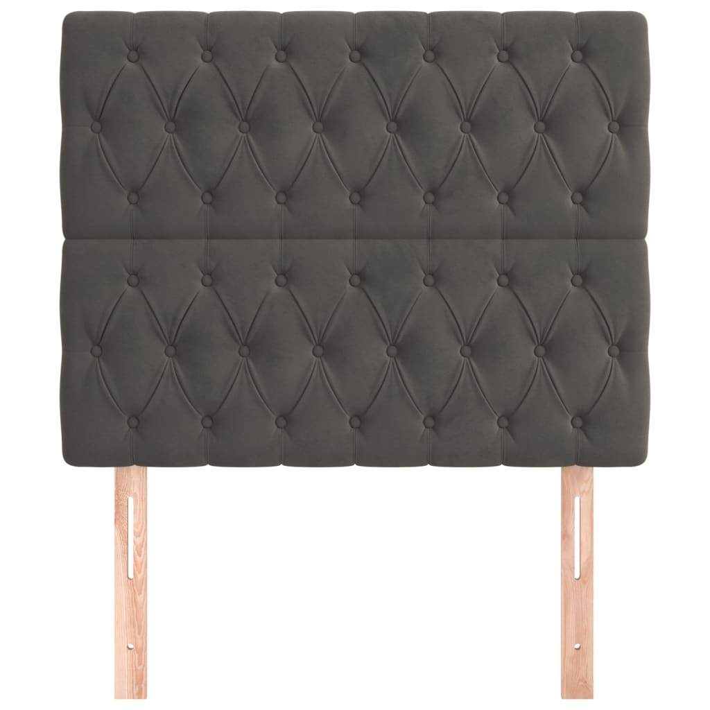 vidaXL Hoofdborden 2 st 100x7x78/88 cm fluweel donkergrijs afbeelding