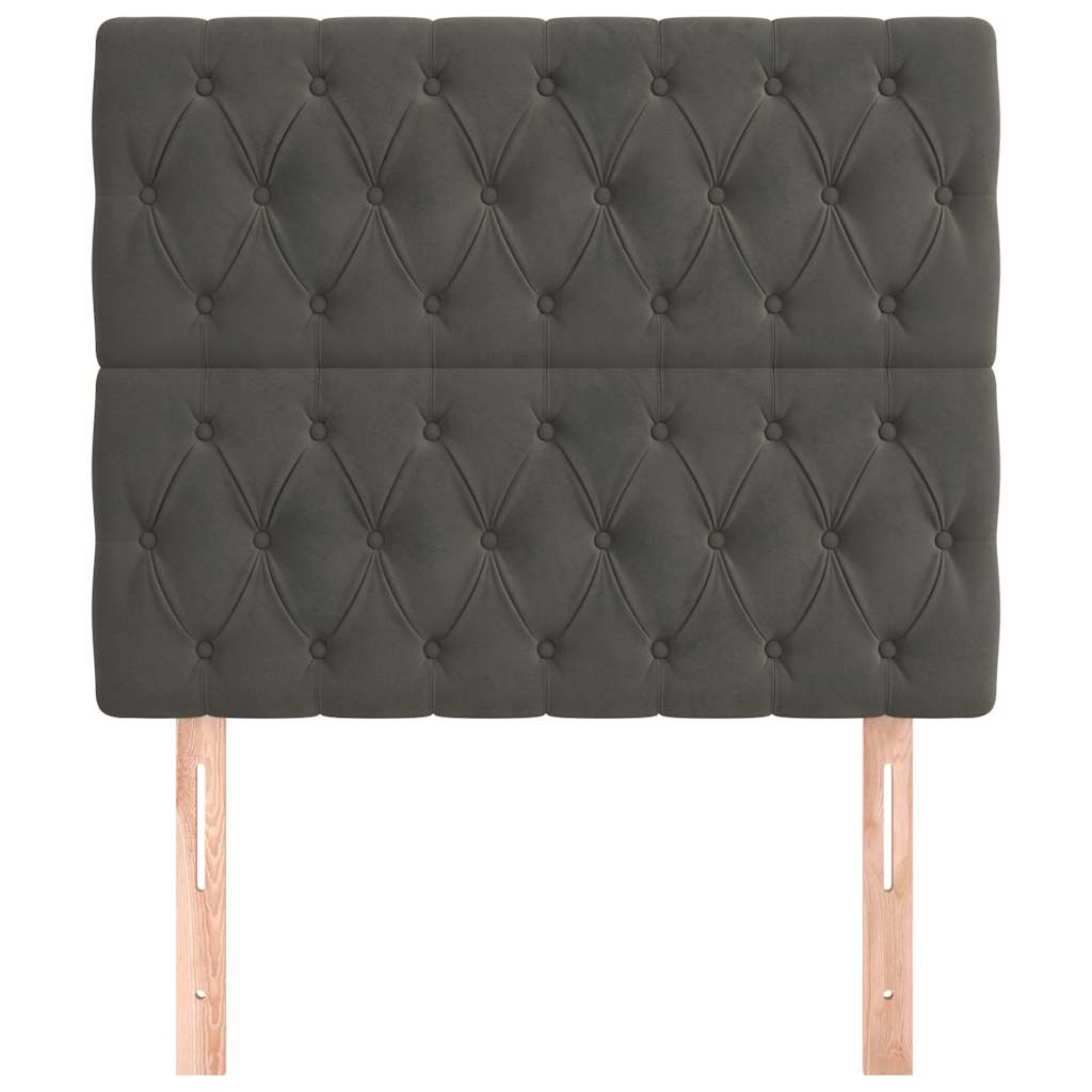 vidaXL Hoofdbord donkergrijs 100x7x118/128 cm Fluweel grijs, foto 2