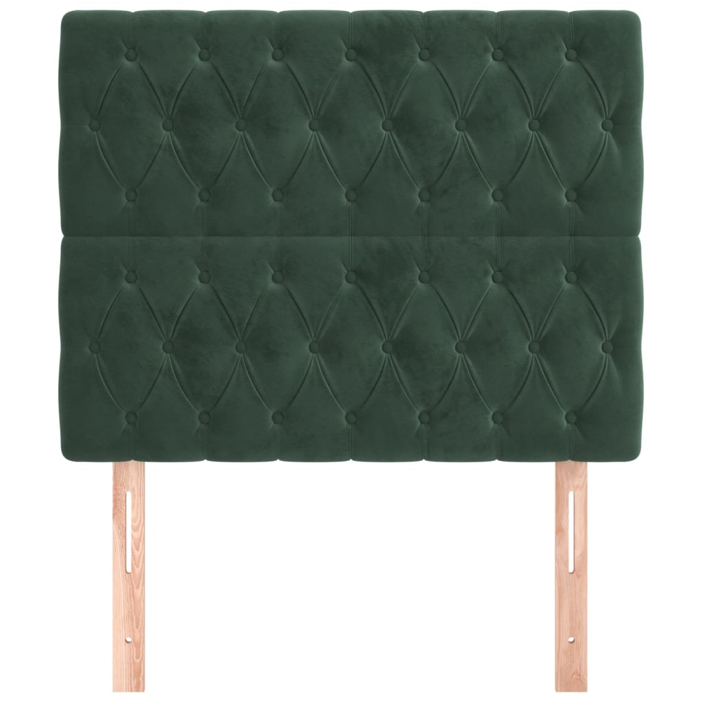 vidaXL Hoofdborden 2 st 100x7x78/88 cm fluweel donkergroen afbeelding