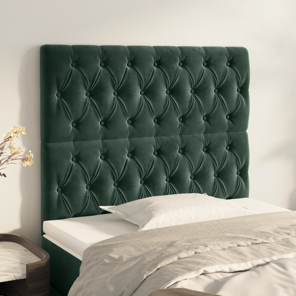 vidaXL Tăblii de pat, 2 buc, verde închis, 100x7x78/88 cm, catifea