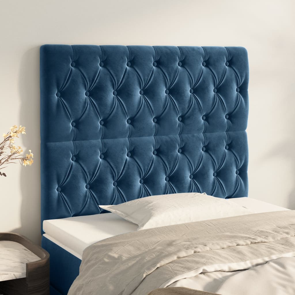 Tăblii de pat, 2 buc, albastru închis, 100x7x78/88 cm, catifea