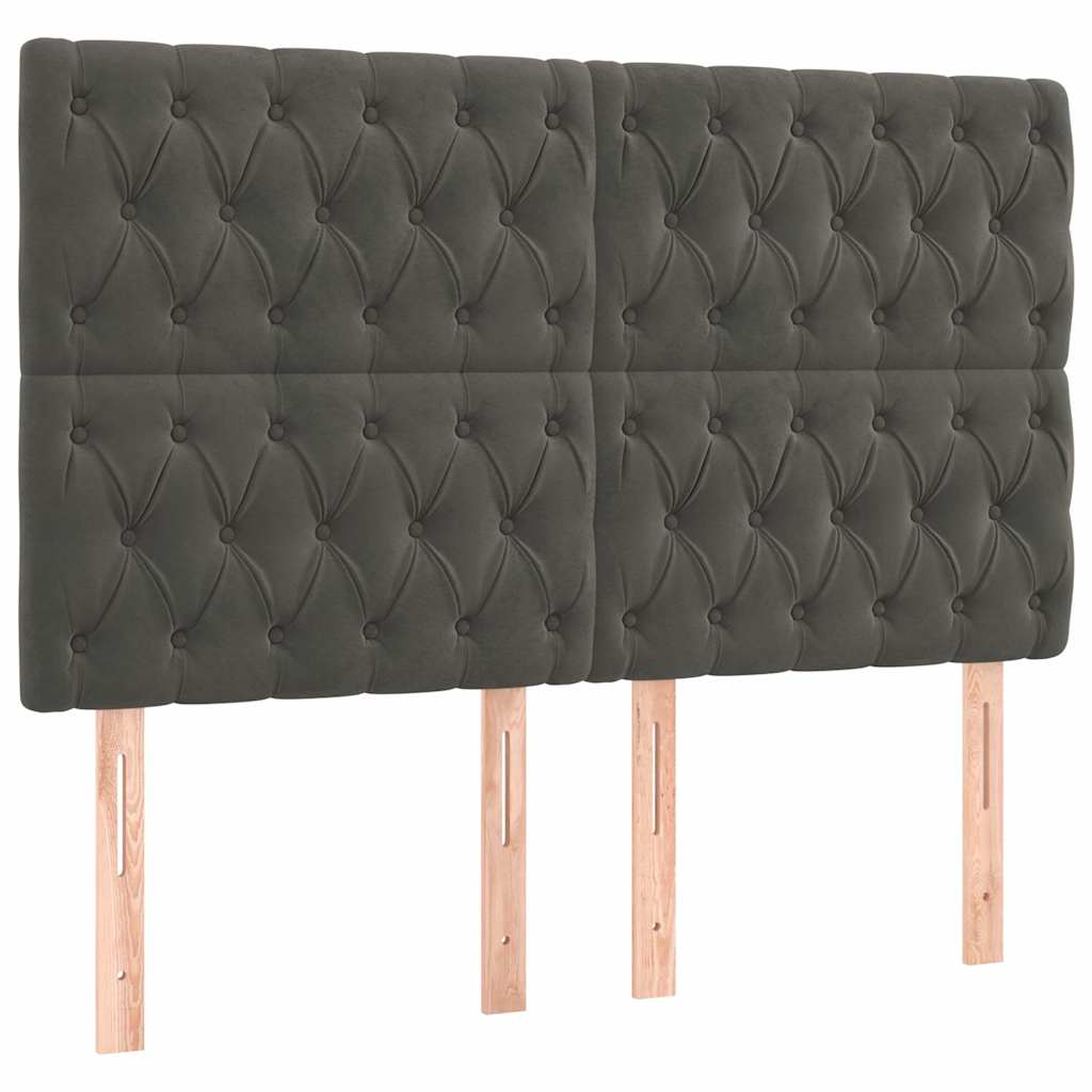 vidaXL Čelo postele tmavě šedé 144x7x118/128 cm sametové
