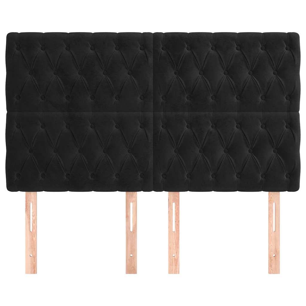 vidaXL Hoofdbord zwart 144x7x118/128 cm fluweel, foto 2