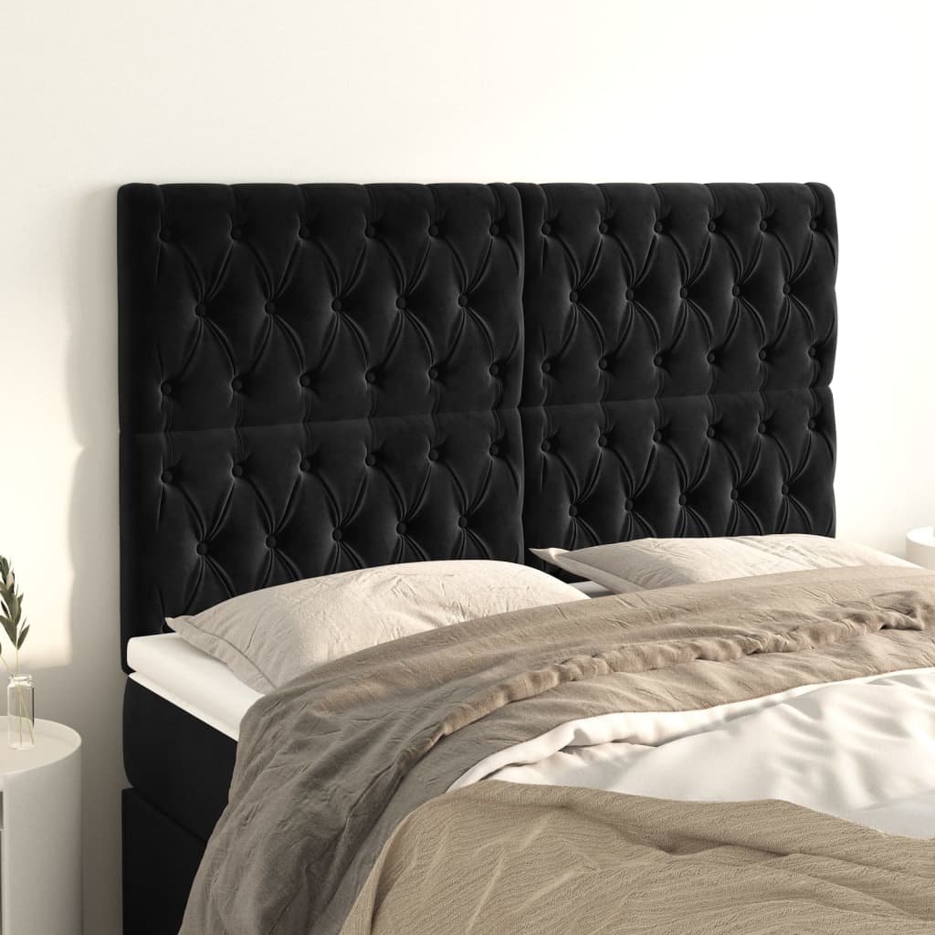 vidaXL Kopfteile 4 Stk. Schwarz 72x7x78/88 cm Samt