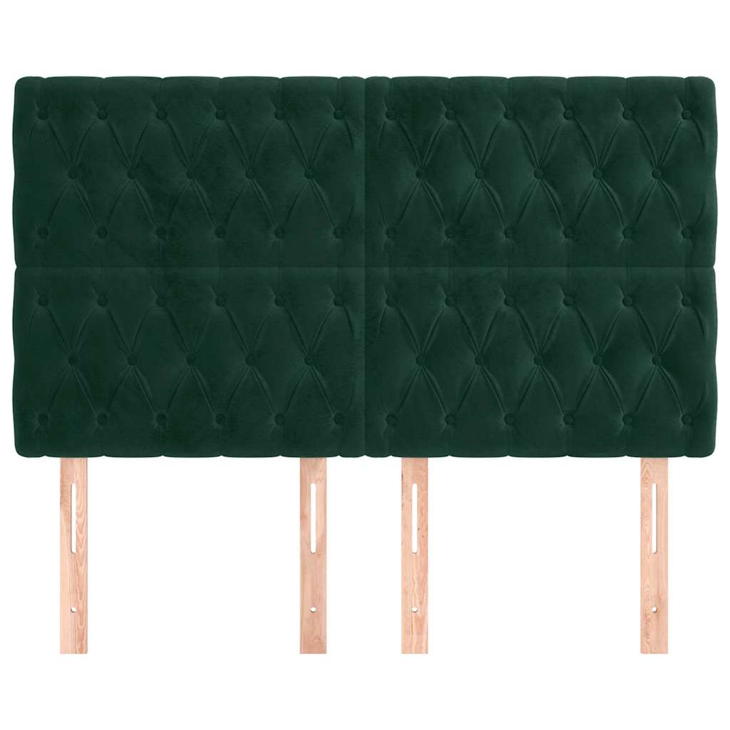 vidaXL Hoofdbord donkergroen 144x7x118/128 cm fluweel groen, foto 2