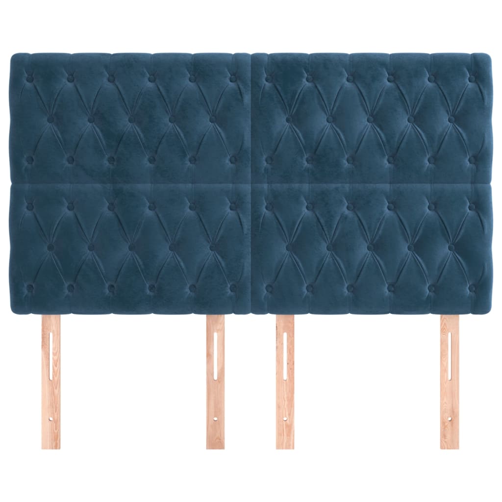 vidaXL Hoofdborden 4 st 72x7x78/88 cm fluweel donkerblauw afbeelding