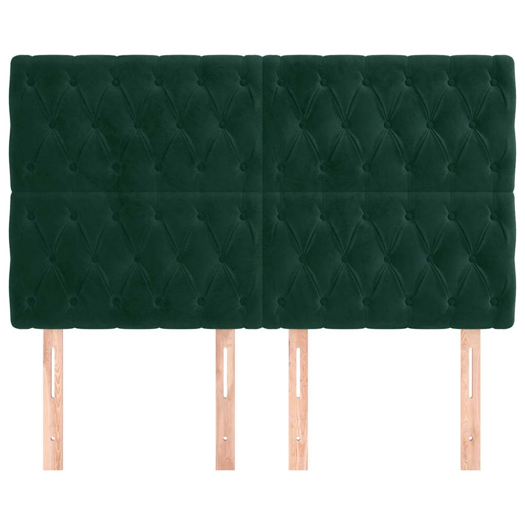 vidaXL Hoofdbord donkergroen 160x7x118/128 cm fluweel groen, foto 2