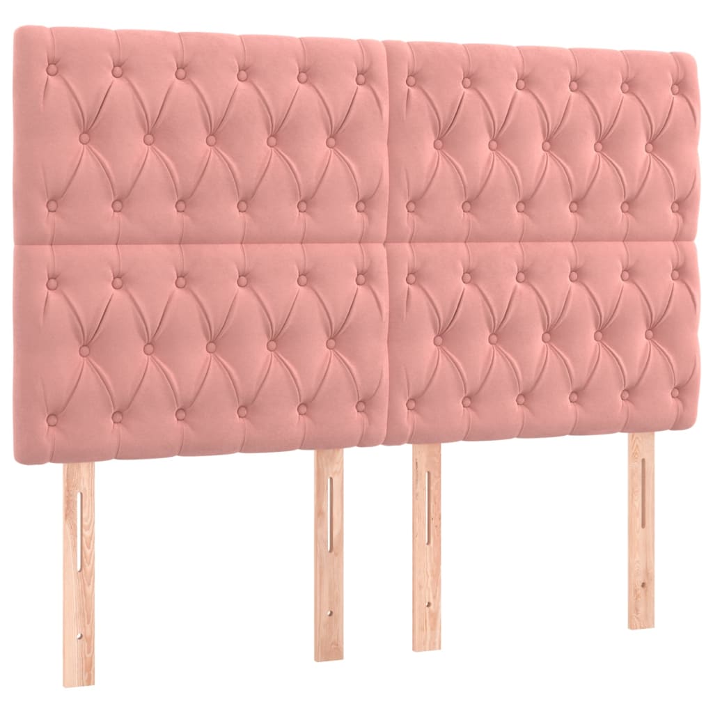 Thumbnail - vidaXL Kopfteile 4 Stk. Rosa 80x7x78/88 cm Samt