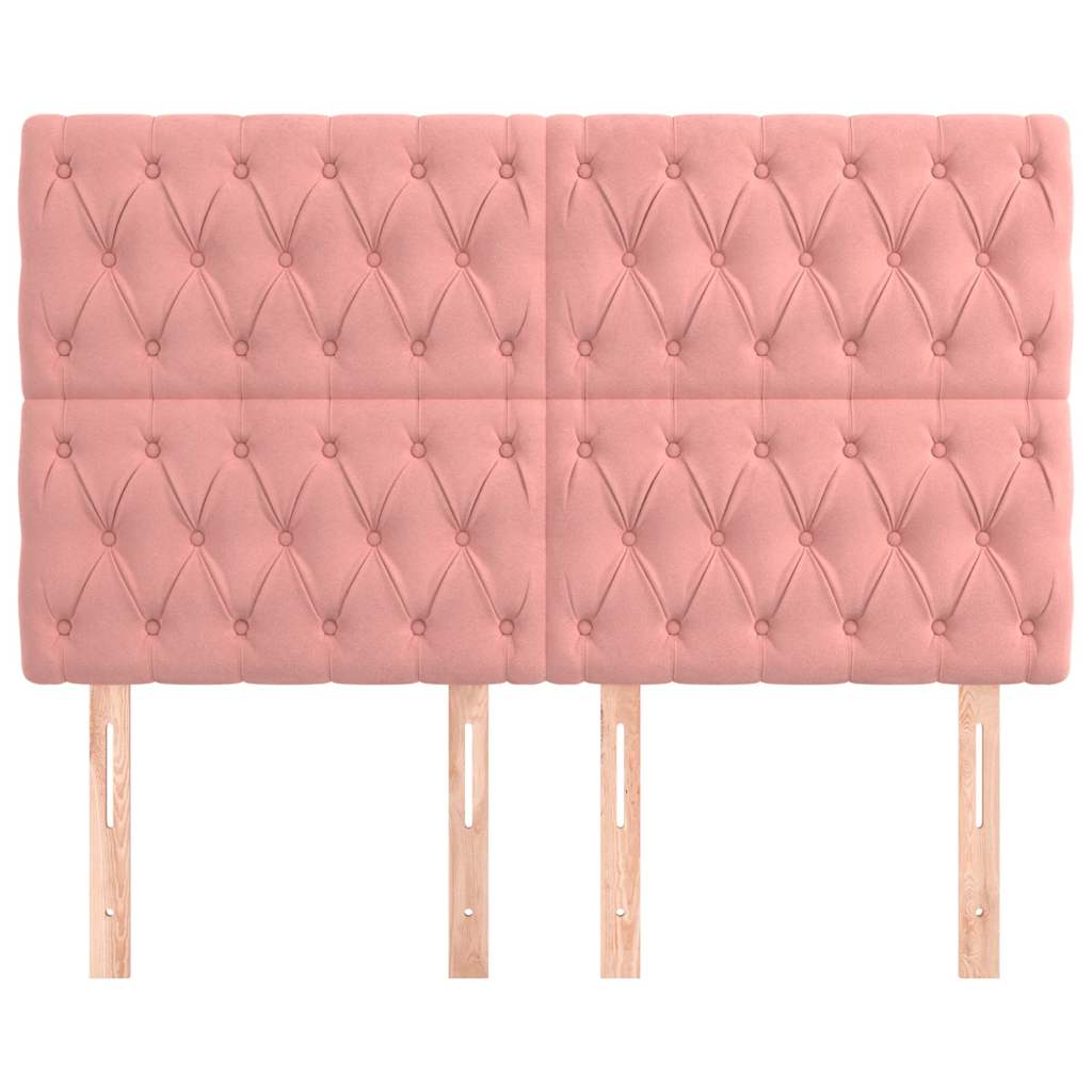 vidaXL Hoofdbord roze 160x7x118/128 cm fluweel, foto 2