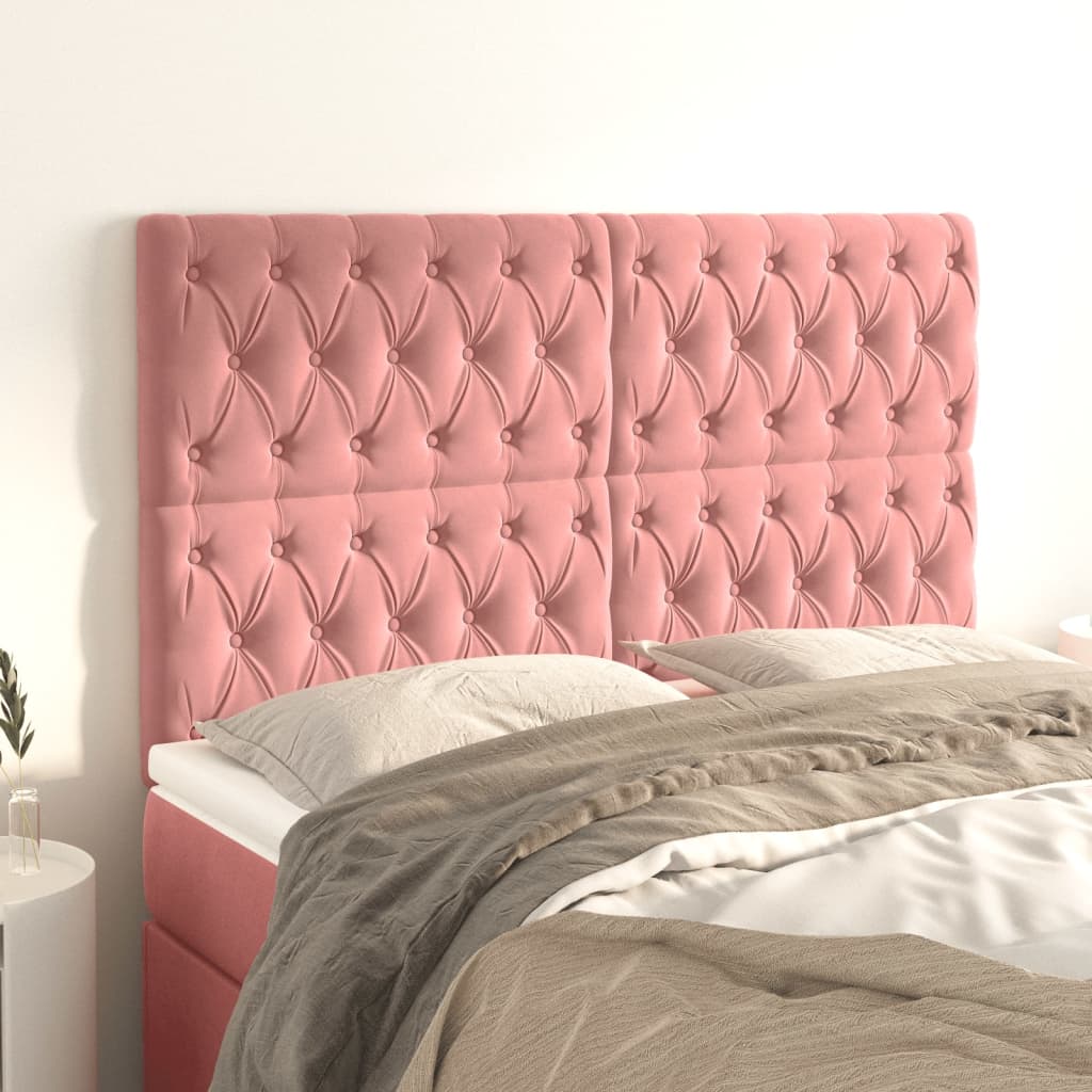 Čelo postele 4 ks růžové 80x7x78/88 cm samet