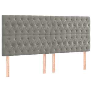 Čelo postele světle šedé 180x7x118/128 cm sametové - obrázek 2