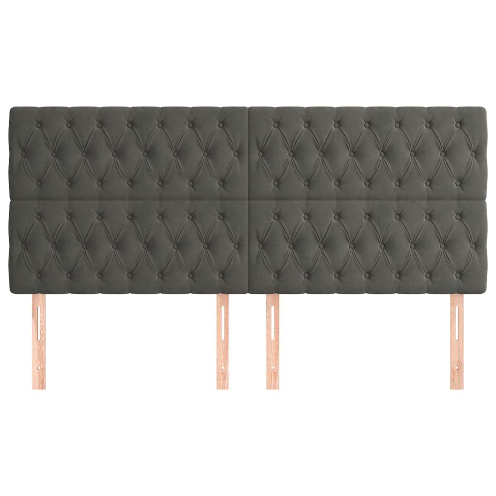 vidaXL Hoofdbord donkergrijs 180x7x118/128 cm Fluweel grijs, foto 2