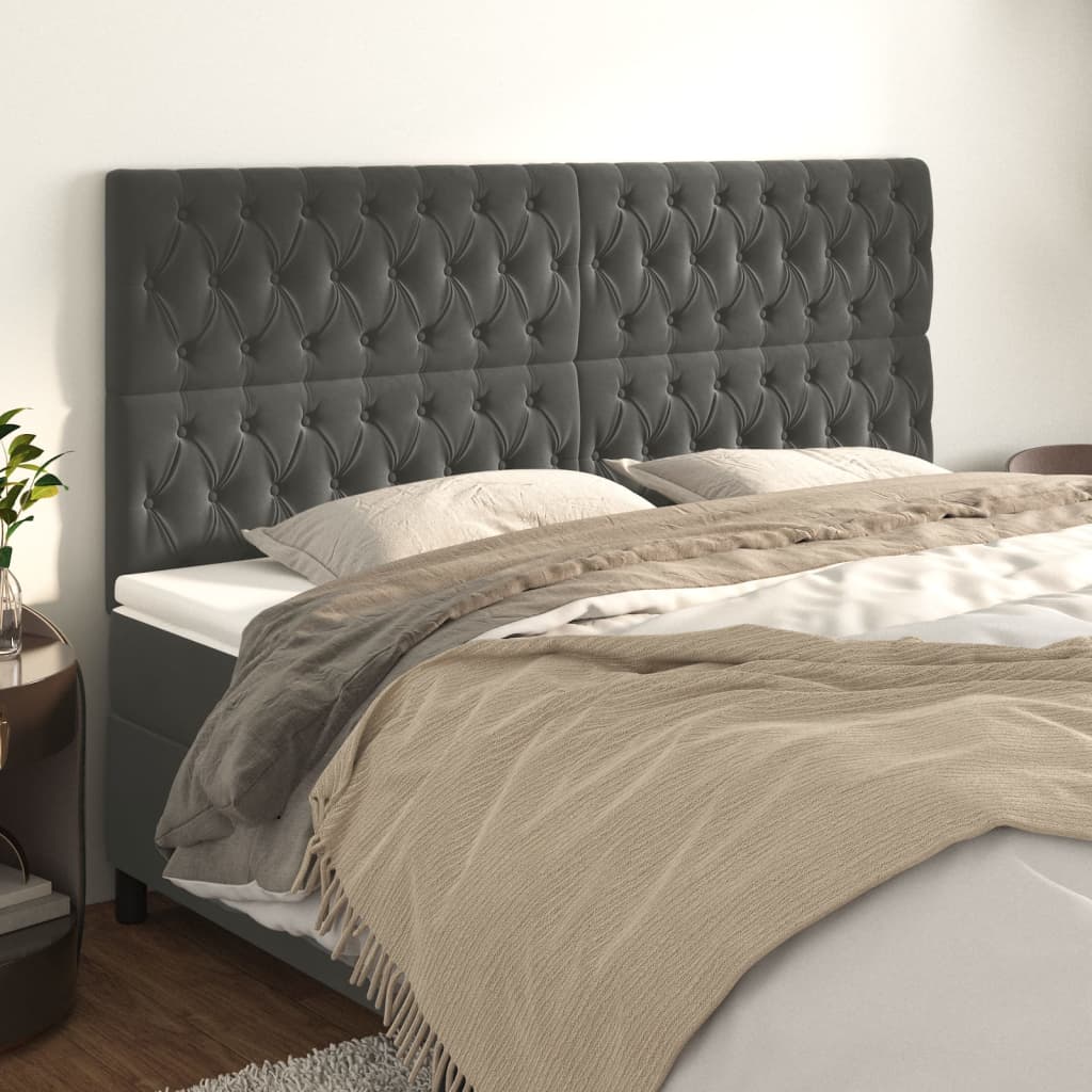 vidaXL Kopfteile 4 Stk. Dunkelgrau 90x7x78/88 cm Samt