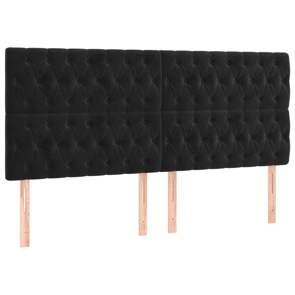 vidaXL Čelo postele 4 ks černé 90x7x78/88 cm samet